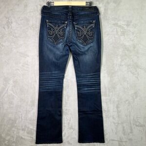Affliction Jade Jeans Womens 29 Long Boot Cut Embroidered Pocket Y2K Distressed
